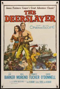 6f252 DEERSLAYER 1sh '57 Lex Barker, Rita Moreno, Forrest Tucker, action artwork!