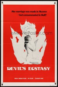 6f262 DEVIL'S ECSTASY 1sh '77 sexy artwork, her marriage was consummated in Hell!