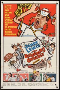 6f267 DISORDERLY ORDERLY 1sh '65 artwork of wackiest hospital nurse Jerry Lewis!