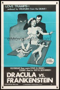 6f284 DRACULA VS. FRANKENSTEIN 1sh '70s love tramps seduced by creatures from the grave!