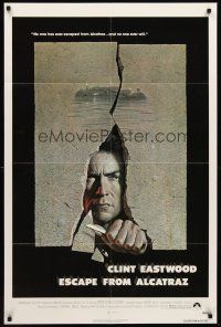 6f315 ESCAPE FROM ALCATRAZ 1sh '79 cool artwork of Clint Eastwood busting out by Lettick!