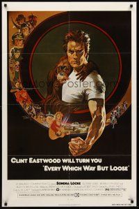 6f320 EVERY WHICH WAY BUT LOOSE 1sh '78 art of Clint Eastwood & Clyde the orangutan by Bob Peak!