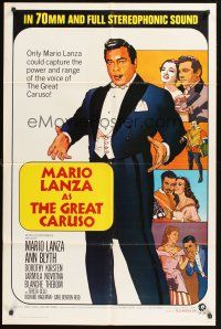 6f411 GREAT CARUSO 1sh R70 full-length artwork of singer Mario Lanza!