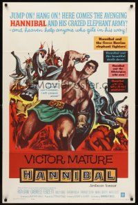 6f422 HANNIBAL 1sh '60 artwork of barechested warrior Victor Mature, Edgar Ulmer directed!