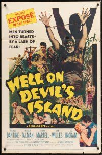 6f444 HELL ON DEVIL'S ISLAND 1sh '57 Rex Ingram, men turned into beasts by a lash of fear!