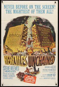 6f457 HERCULES UNCHAINED 1sh '60 Ercole e la regina di Lidia, world's mightiest man Steve Reeves!