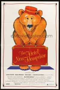6f484 HOTEL NEW HAMPSHIRE 1sh '84 Tony Richardson, cute Seltzer art of bellhop bear!