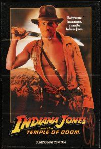 6f510 INDIANA JONES & THE TEMPLE OF DOOM teaser 1sh '84 adventure is Harrison Ford's name!