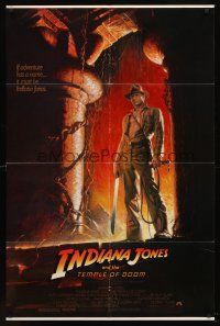 6f509 INDIANA JONES & THE TEMPLE OF DOOM 1sh '84 art of Harrison Ford by Bruce Wolfe!