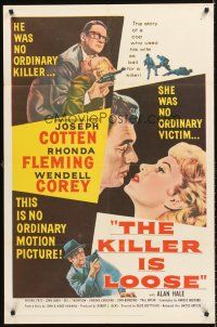6f541 KILLER IS LOOSE 1sh '56 Budd Boetticher, cop Joseph Cotten uses wife Rhonda Fleming as bait!