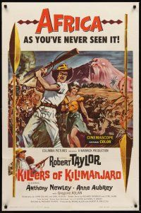 6f542 KILLERS OF KILIMANJARO 1sh '60 art of Robert Taylor in Africa's most savage mountains!