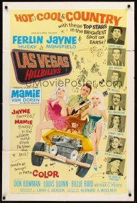 6f559 LAS VEGAS HILLBILLYS 1sh '66 Ferlin Husky with sexy Jayne Mansfield & Mamie Van Doren!