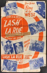 6f560 LASH LA RUE KING OF THE WEST stock 1sh '50s seven great images of Lash and Fuzzy St. John!