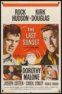 6f567 LAST SUNSET 1sh '61 Rock Hudson, Kirk Douglas, Dorothy Malone, directed by Robert Aldrich!
