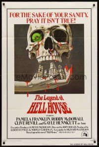 6f573 LEGEND OF HELL HOUSE int'l 1sh '73 great skull & haunted house dripping with blood art by B.T.