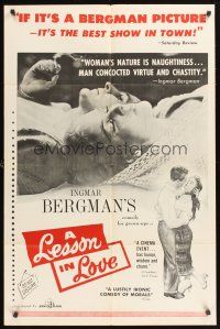 6f576 LESSON IN LOVE 1sh '60 Ingmar Bergman's comedy for grown-ups, images of romantic couple!