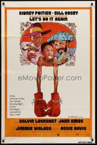 6f577 LET'S DO IT AGAIN 1sh '75 wacky art of Sidney Poitier, Bill Cosby, & Jimmie Walker!
