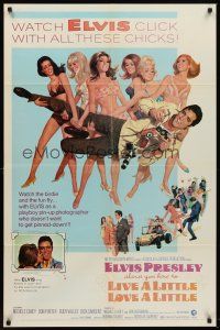 6f591 LIVE A LITTLE, LOVE A LITTLE 1sh '68 art of Elvis Presley & lots of sexy beach babes!