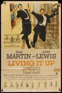 6f592 LIVING IT UP 1sh '54 sexy Janet Leigh watches wacky Dean Martin & Jerry Lewis!