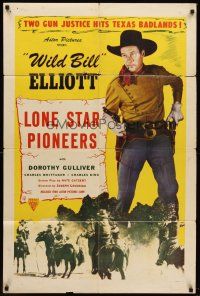 6f597 LONE STAR PIONEERS 1sh R48 Wild Bill Elliott holding gun, justice hits the Texas badlands!