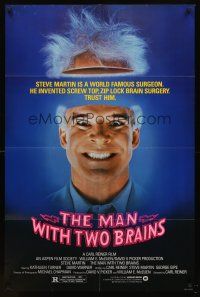 6f642 MAN WITH TWO BRAINS 1sh '83 wacky world famous surgeon Steve Martin performs brain surgery!