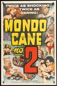 6f669 MONDO CANE 2 1sh '64 art of bizarre human oddities, twice as shocking!