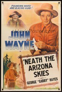 6f698 JOHN WAYNE stock 1sh '40s image of John Wayne, Gabby Hayes, Neath The Arizona Skies