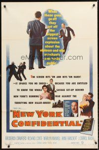 6f706 NEW YORK CONFIDENTIAL 1sh '55 Broderick Crawford, Richard Conte, Marilyn Maxwell!