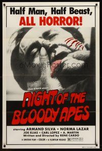 6f709 NIGHT OF THE BLOODY APES 1sh '72 La Horripilante bestia humana, Mexican horror!