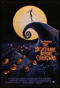6f711 NIGHTMARE BEFORE CHRISTMAS DS 1sh '93 Tim Burton, Disney, great artwork of Jack as Santa!
