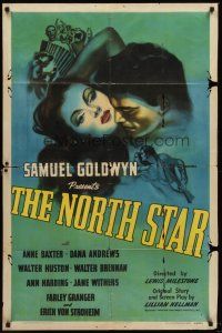 6f717 NORTH STAR 1sh '43 art of sexy Anne Baxter & Farley Granger burning with love & hate!