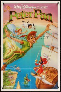 6f754 PETER PAN 1sh R89 Walt Disney animated cartoon fantasy classic, flying artwork!