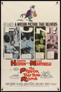 6f758 PIGEON THAT TOOK ROME 1sh '62 great images of Charlton Heston & sexy Elsa Martinelli!