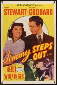 6f765 POT O' GOLD 1sh R46 romantic c/u of James Stewart & Paulette Goddard, Jimmy Steps Out!