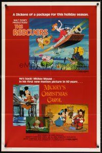 6f788 RESCUERS/MICKEY'S CHRISTMAS CAROL 1sh '83 Disney package for the holiday season!