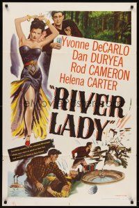 6f797 RIVER LADY 1sh R56 Yvonne De Carlo, Dan Duryea, brawling story of the lusty Mississippi!