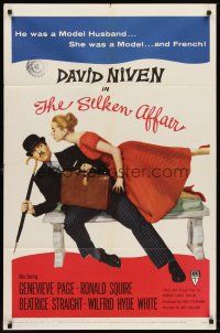 6f834 SILKEN AFFAIR 1sh '56 David Niven is a model husband, sexy Genevieve Page is a French model!