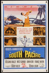 6f854 SOUTH PACIFIC 1sh R64 Rossano Brazzi, Mitzi Gaynor, Rodgers & Hammerstein musical!