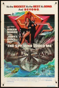 6f858 SPY WHO LOVED ME 1sh '77 great art of Roger Moore as James Bond 007 by Bob Peak!