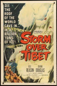 6f866 STORM OVER TIBET 1sh '52 Rex Reason, Diana Douglas, see the roof of the world cave in!