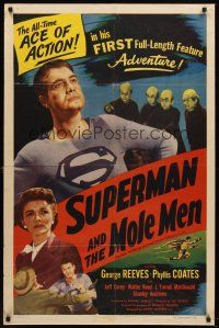 6f001 SUPERMAN & THE MOLE MEN 1sh '51 George Reeves in his 1st full-length feature adventure!