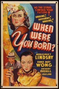 6f977 WHEN WERE YOU BORN other company 1sh '38 Asian astrologer Anna May Wong solves murders!