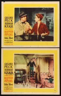 6g856 BELOVED INFIDEL 2 LCs '59 Gregory Peck as F. Scott Fitzgerald & Deborah Kerr as Sheila Graham