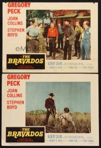 6g860 BRAVADOS 2 LCs '58 ultra-intense Gregory Peck held at gunpoint & w/drawn gun in field!