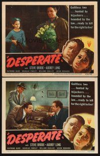 6g876 DESPERATE 2 LCs '47 Steve Brodie & Audrey Long kill for the right to live, Anthony Mann noir!