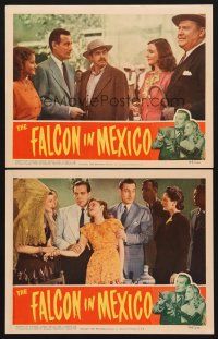6g886 FALCON IN MEXICO 2 LCs '44 detective Tom Conway, Mona Maris, Martha Vickers, film noir!