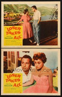 6g930 LOSER TAKES ALL 2 LCs '57 Rossano Brazzi, Glynis Johns, winningest romance of the year!