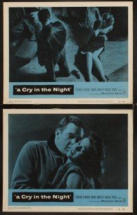6g132 CRY IN THE NIGHT 8 LCs '56 Raymond Burr, Brian Donlevy, how did Natalie Wood fall so far?
