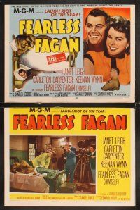 6g178 FEARLESS FAGAN 8 LCs '52 Janet Leigh, Carleton Carpenter, wacky art of lion in bunk bed!