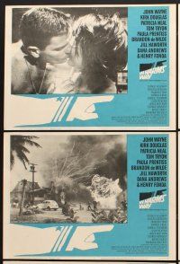 6g594 IN HARM'S WAY 6 LCs '65 John Wayne, Kirk Douglas, Otto Preminger, great Saul Bass border art!